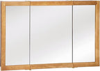 Design House Richland Medicine Cabinet, Fully Assembled, Wall Mounted, 3 Mirrored Doors, Wood Frame, Oak Finish, 48 in x 4.75 in x 30 in, 530584-NOK