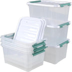 6 Pack 20 L Clear Storage Latch Box, Plastic Storage Bins with Lids