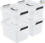 18 Quart Plastic Storage Bins with Lid, 4 Packs Clear Latching Storage Box