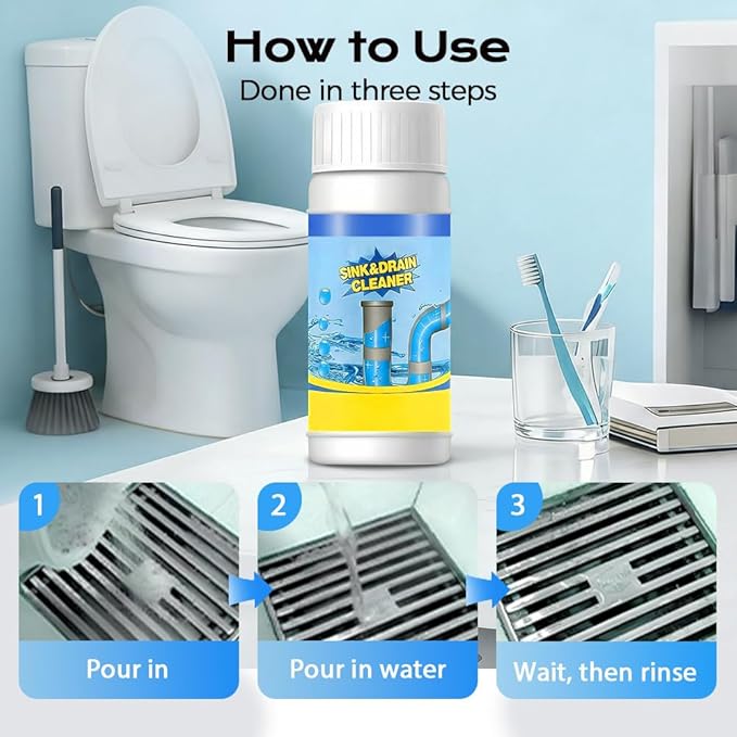 Sink and Drain Cleaner Powder, 2026 New Multi-functional Pipeline Dredging Agent Sink Drain Cleaning Powder for Kitchen,Bathroom,Toilet,Pipe Maintenance (3)