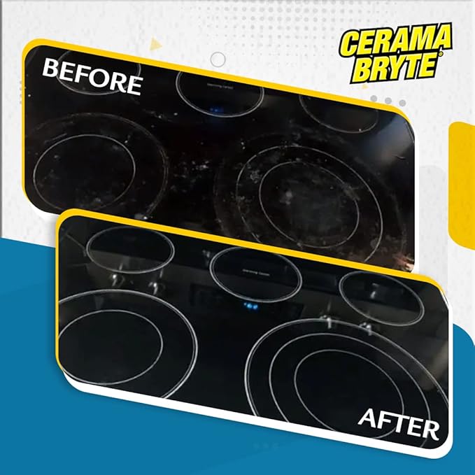 Cerama Bryte Heavy-Duty + Daily Spray Stove Top and Cooktop Cleaner Combo Kit for Glass and Ceramic Surfaces, 16 & 10 Ounces, 2 Pack