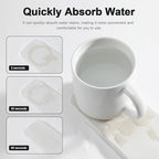 Water Absorbing Stone Tray for Sink | Quick Drying Diatomaceous Earth Coasters | Soap Dish Holder & Toothbrush Holder for Bathroom Counter | Hand Soap & Plant & Toiletries | White 4-Pack