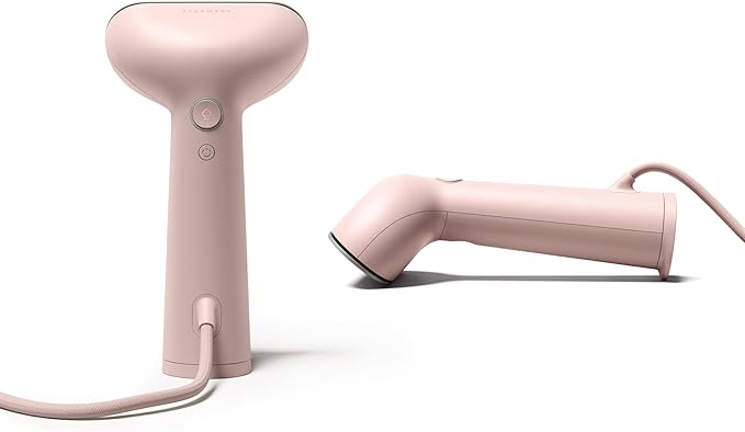 Steamery Handheld Clothes Steamer Cirrus 3, 1200W, US Plug, Heated Ironing Plate, Fast Heat Up, Garment Wrinkle Remover, Pink