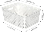 Woven Plastic Storage Baskets, 6 Pack White Weave Bins Organizer, 10.1" x 7.55" x 4.1"