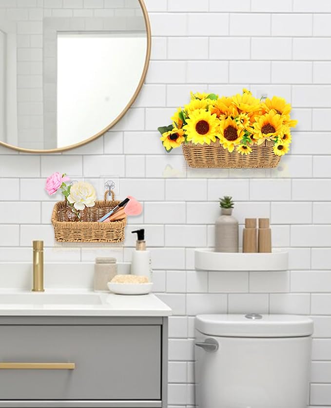 AceList Wall Hanging Basket, Boho Style Hand-Woven Hanging Storage Baskets - Set of 3, Ideal for Boho Room Decor, Kitchen, Garden, and Living Room