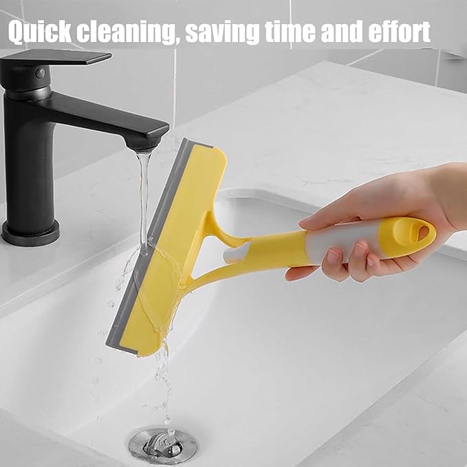 3 in 1 Window Cleaning Scraper,Window Squeegee Cleaner Tool with Built-in Spray Bottle for Car Home Windows Glass and Tiles Et (White)