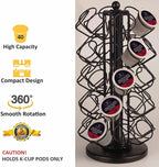 BLACKSMITH FAMILY K Cup Holders,K Cup Holder, K Cups Holder,K Cup Carousel, Coffee Pods Holder Storage Organizer Stand,No Assembly Required,Black (Deluxe Version,40 Pods Capacity)