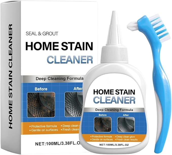 Home Stain Cleaner Gel,Mold Stain Remover,All-Purpose Gel with Brush Deep Cleaning gel for Tile Gaps, Washing Machine Seals, Fridge Rubber, Wall & Shower Stains
