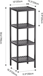 SMIBUY Bathroom Storage Shelf, 4-Tier Bamboo Rack Organizer, Multifunctional Shelving Unit for Living Room Bedroom Kitchen (Black)