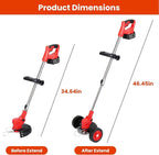 Cordless Weed Wacker, 2x2.5Ah Battery Powered Grass Trimmer, Electric Weed Eater with Wheels, 3-in-1 Electric Lawn Edger with 3 Types Blades Brush Cutter for Garden, Yard