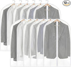 Dntorx 12 Pack Garment Bags 60 * 100cm, 40in PEVA Translucent Garment Covers, Suit Storage Bags, Dress Organizer Bags Used To Protect Shirts, Winter Coats, Jackets（White Edge）