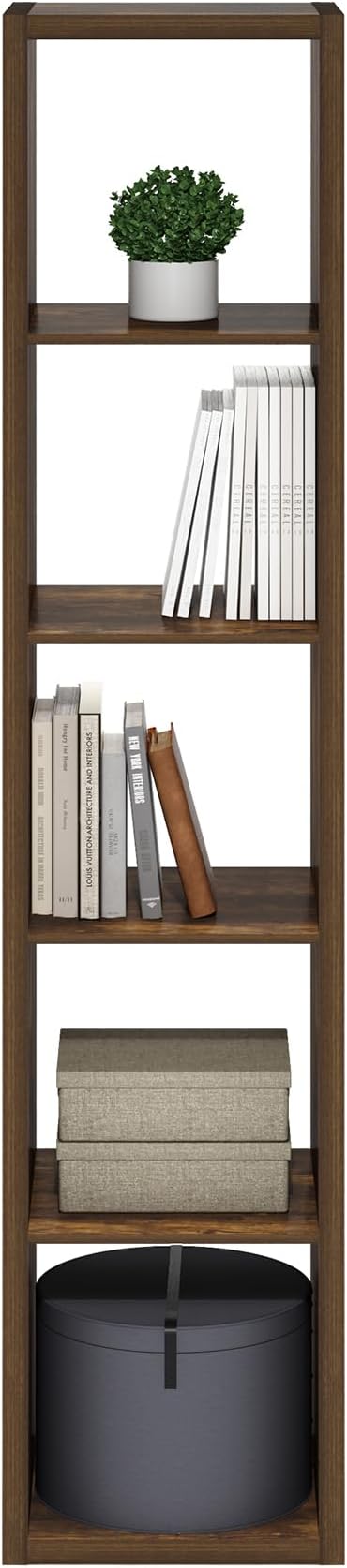 Furinno Cubicle Open Back Decorative Verticle Cube Storage Organizer, 5-Cube, Amber Pine