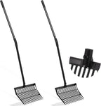 Lasnten 2 Set Pitch Fork Manure Fork with Long Handle Pitchfork Muck Rake Tool for Gardening Horse Stall Stable Grass Hay Cleaning Farm Work(Plastic Head)