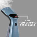 Sunbeam 1000W Compact Handheld Steamer for Clothes, Portable, Travel Steamer, Non-Stick Head, 30s Heat Up, 8 Minutes Continuous Steam, 110ml Water Tank, Bristle Brush, Storage Bag, Blue/Black