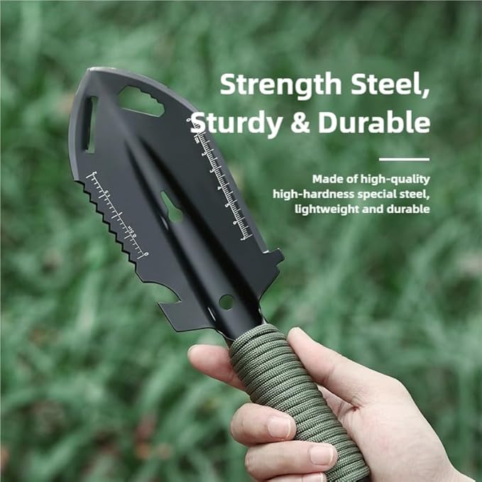 2 Pack Samll Survival Shovel, 9 in 1 Mini Camping Shovel, Ultralight Backpacking Trowel Shovel, Backpacking Gear for Hiking, Camping and Survival Bags (2 Pack)