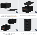 DIMJ Closet Organizers and Storage - Fabric Bins with Drawers for Closet Foldable Clothes Organizers with Clear Window, Stackable Storage Drawers Units for Bedroom, Living Room, Medium 4-Pack, Black
