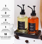 Molimoli Coffee Syrup Dispenser - Glass Bottle with Pump, Maple/Coffee Syrup, Labels and Tray