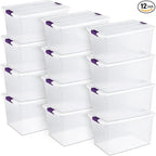 Sterilite 12-Pack ClearView Latch Box, Stackable Storage Organizer Bins for Home, 66 Quart