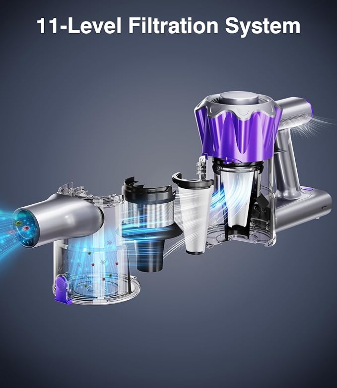 Cordless Vacuum Cleaner, 450W 40Kpa Powerful Stick Vacuum, Up to 50Mins Rechargeable Battery, Vacuum Cleaners for Home Anti-Tangled Lightweight Handheld for Hardwood Floor, Carpets, Pet Hair