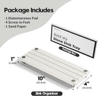 Quick Dry Bathroom Tray & Kitchen Sink Organizer, Water Absorbing Countertop Sponge Holder Soap Dish, Diatomaceous Earth Stone Vanity Dispenser Toothbrush Bottle, Gray Beige, 10" x 4"