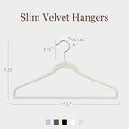 Velvet Hangers 50 Pack, Slim Non-Slip Clothes Hangers Space-Saving for Closet, Heavy Duty for Pants, Coats, Skirts, Jeans, Sweaters and More, Nylon-Flocked, Ivory