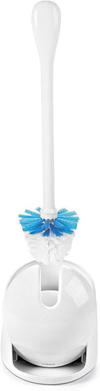 OXO Good Grips Compact Toilet Brush & Canister, Toilet Bowl Brush and Holder with Automatic Canister Door, Bathroom and Small Spaces Cleaning Supplies Essential