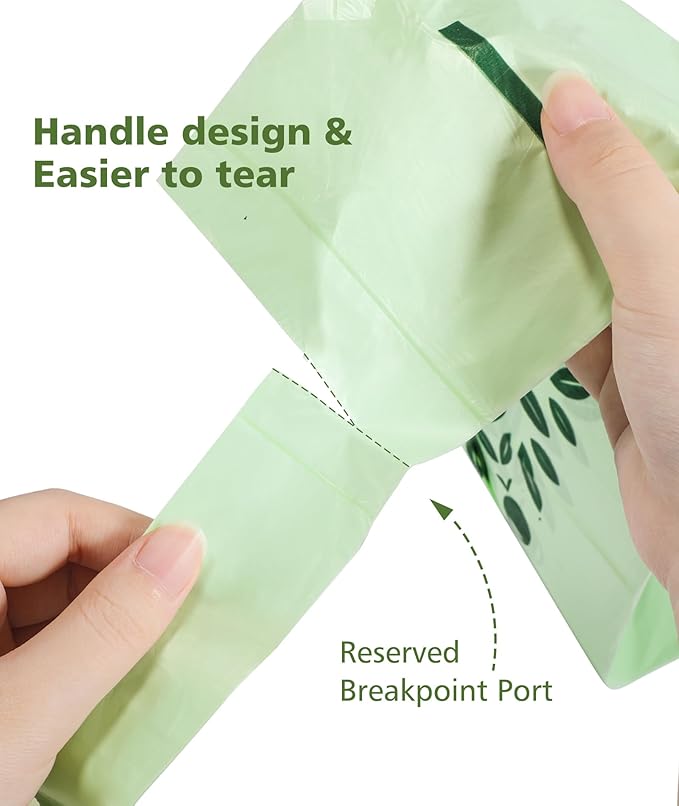 Compostable Trash Bags 8 Gallon with Handle, 30 Liter, 40 Count, AYOTEE Composting Garbage Bags 8 Gallon for Kitchen Food Scrap, Waste Basket Bag，Unscented Medium Trash Can Liners for Office