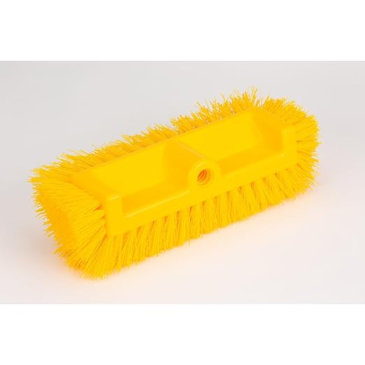 SPARTA Multi-Level Tile Scrub Brush 12" Wide Brush Head, Heavy-Duty Tile Cleaning Brush with End Bristles for Commercial Tiles, Tubs and Floor, Plastic, 12 Inches, Yellow, (Pack of 12)