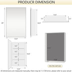 Bathroom Medicine Cabinet with 16x20 in Rectangular Beveled Frameless Mirror,Wall Mounted Mirror Cabinet for Bathroom Toilet Kitchen,Recess or Surface Mount