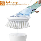 Soap Dispensing Replacement Dish Brush Storage Set with 2 PCS Brush Refills & Holder - RIMAY Dispenser Scrub Cleaning Scrubber Kitchen Dishwashing Dish Wand Handle for Dishes/Pans/Pots/Sink(Blue)