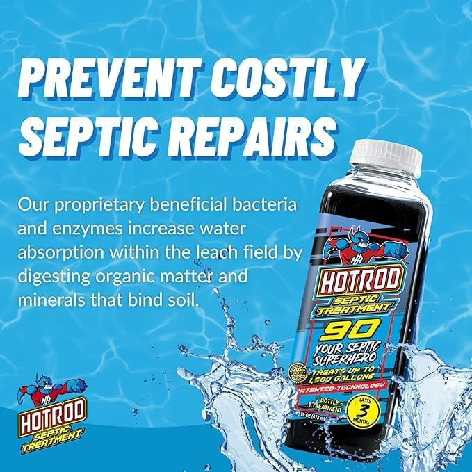 Hotrod Septic Tank Treatment - 12 Month Supply Extends Septic System Life and Prevents Costly Repairs - Industrial Grade - Easy to Use (12 Month, 4.00, Count)
