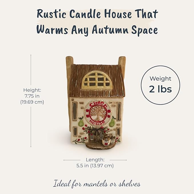 Blue Sky Clayworks The Old Cider Candle House, Ceramic, 5.5" L x 5" W x 7.75" H, Orchard Porch Glow