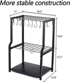 YueTong Garden Tool Organizer Heavy Duty,Yard Tool Tower Rack,Garage Storage Organization for Long Handle Tools,Rake,Brooms,Extra Hooks for Small Shovel,Shear.All Metal,Free Standing.