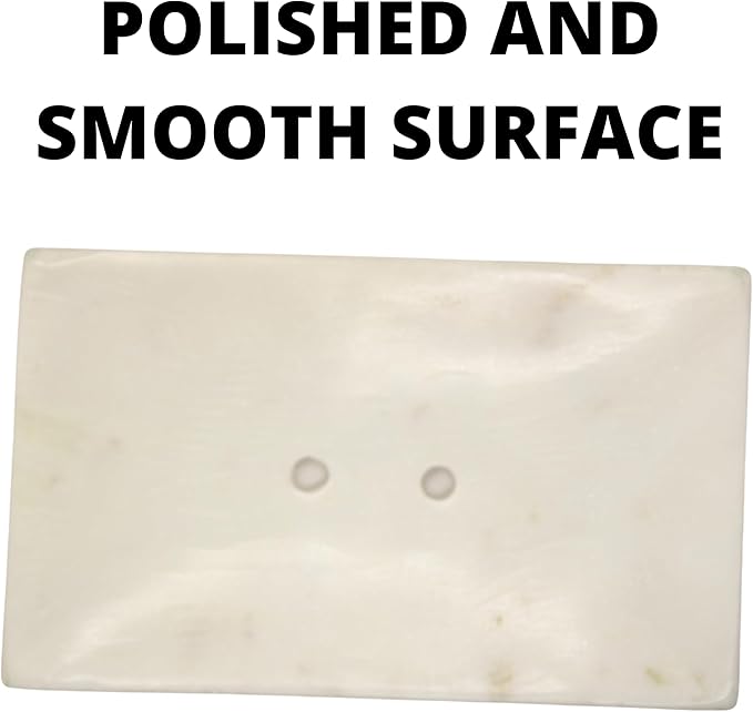 White Soap Dish Tray Marble Soap Holder Trinket Plate for Bathroom Sink Kitchen Countertop Bedroom Vanity Bathroom Accessory Rectangular