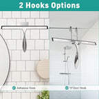 Shower Squeegee for Glass Doors,14-Inch Shower Glass Squeegee, Sliver Shower Squeegee for Shower Doors,Mirror,Windows, with Shower Door Hook and Adhesive Hook