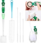 OUTXE 5 Pack Bottle Brush Set, 5-in-1 Water Bottle Cleaner Brush, 15"" Long Handle Bottle Cleaning Brush, 3 Straw Brush, Removable Nipple Brush, Detail Brush for Cup Lid Gap, WBBSBLB5