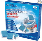 Ocean Breeze Washer Cleaner Tablets 12 Count – Septic Safe Washing Machine Cleaner & Odor Eliminator – Deep Cleaning Descaler for HE Front & Top Load Washers – Laundry Tub & Drum Cleaner