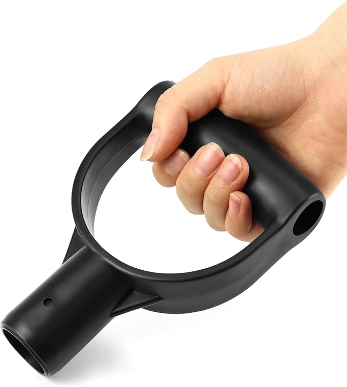 QWORK Shovel D Grip Handle, 4 Pack 1-1/8" Inside Diameter PVC D Shaped Grip Shovel Handle Replacement for Digging Raking Tools