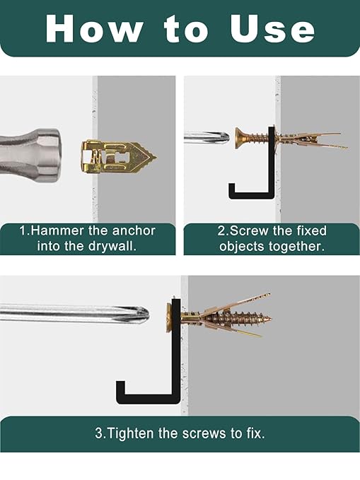 Self Drilling Drywall Anchors with Screws Kit 120 Pcs-4 sizes Sheetrock Anchors & 5 sizes Screw Sizes New Upgraded Zinc Plated Steel and Plastic A variety of sizes are sufficient for various scenarios