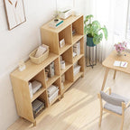 IOTXY Open Cube Low Bookcase - 3-Tier Freestanding Storage Display Cabinet Organizer with Legs for Home Office, 8-Cubes Open Shelf Short Bookshelf, Oak