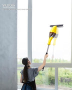 Electric Window Vacuum Squeegee Cordless with Telescoping Handle, Window Steam Cleaner Squeegee, Rechargeable Window Vac, Battery Powered Squeegees for Windows, Mirror and Glass, Window Cleaning Tool