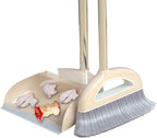 Long Handled Broom and Dustpan Set, 88cm Indoor Broom with Dustpan Combo Set, Durable & Versatile, Long Handle with Upright Stand for Home, Office, School Accessory for Kitchen, Dorms, Bathroom