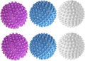 Reusable Laundry Dryer Balls, Plastic Anti-Static Fabric Softener, Reduces Wrinkles, Sustainable Cleaning Supplies, Essential Washing & Drying Aid for Soft, 6 Pack, 2.36 in (Purple/Sky Blue/White)