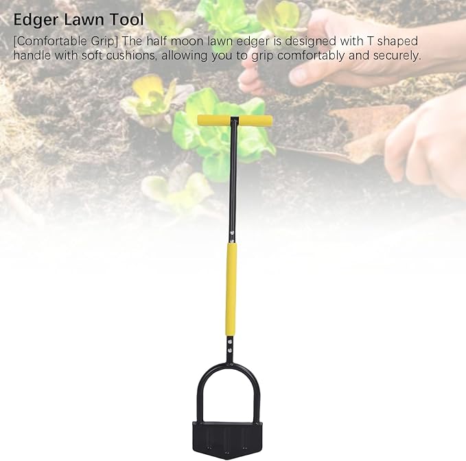 Half Moon Edger Lawn Tool, Lawn Edgers with Soft Handle, Manual Lawn Edger for Grass, Borders Sidewalks, Driveways, Gardens