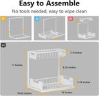 Under Kitchen Sink Organizers and Storage Pull Out 2 Tier Metal Bathroom Cabinet Organizer (White, 1 Pack)