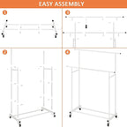 Calmootey Double Rod Clothing Garment Rack,Rolling Hanging Clothes Rack,Portable Clothes Organizer for Bedroom,Living Room,Clothing Store,White