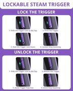 Steam Cleaner Handheld: 1200W Fast 10-Sec Heat-Up-750mL (25oz) Tank-No Cooling-Refill Anytime-Lockable Steam Trigger-14-Piece Kit Hand Held Steamer for Home Car Grout Tile Cleaning Grey