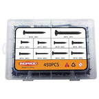450 pcs M3 M4 M5 M6 Black Wood Screws Assortment Kit,High Hardness Carbon Steel Self-Tapping Screws,Phillips Drive Flat Head Screws Set Kit,Black Oxide,Full Thread,Countersunk Head