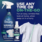 Downy Wrinkle Releaser Spray, All In One Formula, Removes Wrinkles, Static and Odor Eliminator, Crisp Linen Scent, 33.8 Fl Oz, Pack of 2 (Packaging May Vary)