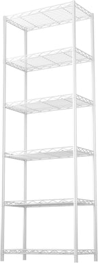HOMEFORT 6-Tier Wire Shelving, 6 Shelves Unit Metal Storage Rack, Durable Organizer, Perfect for Pantry Closet Kitchen Laundry Organization (White)